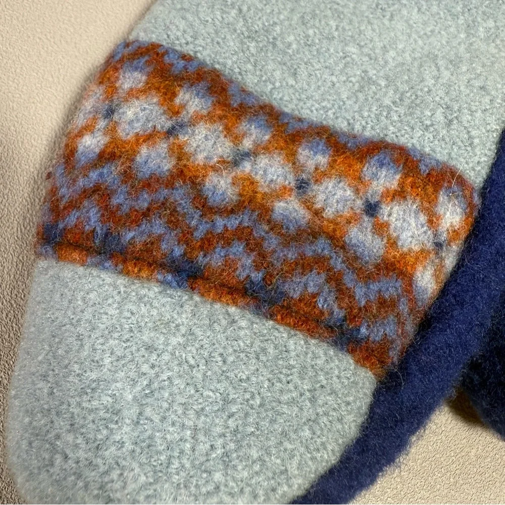 ReMitts Blue and Orange Recyled Felted Wool Knit Mittens NWT